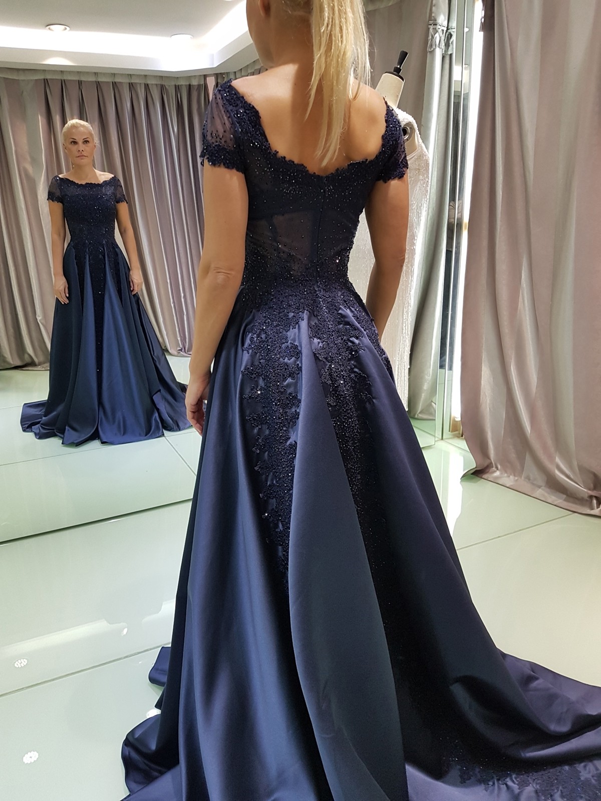 Abendkleid blau strass clearance