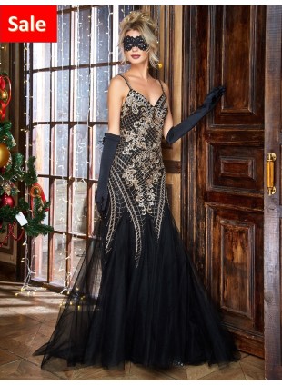  Bezauberndes Abendkleid in Schwarz-Gold