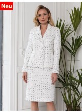 Weißer Bouclé Blazer mit Fransen