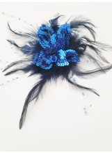 Royalblau Feder Brosche mit Pailletten 