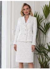 Weißer Bouclé Blazer mit Fransen